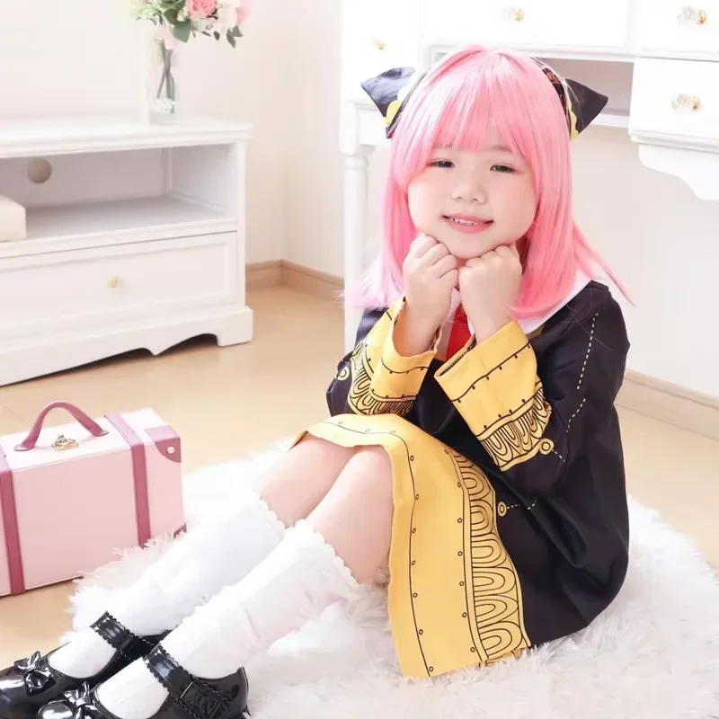 Anime Cosplay Anya - Anime Anya Forger Cosplay Kostümü Siyah