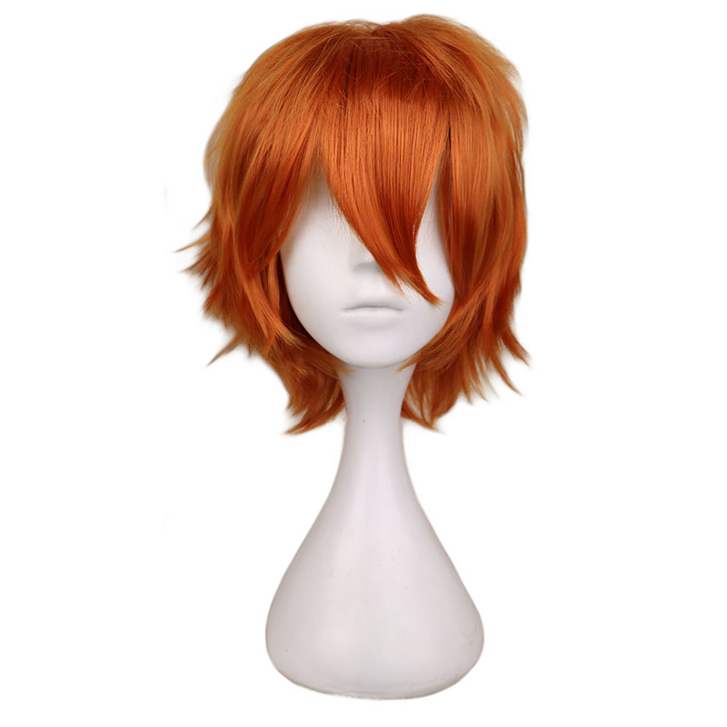 Anime Cosplay Orange Hair - Erkekler kadınlar için kısa turuncu peruk