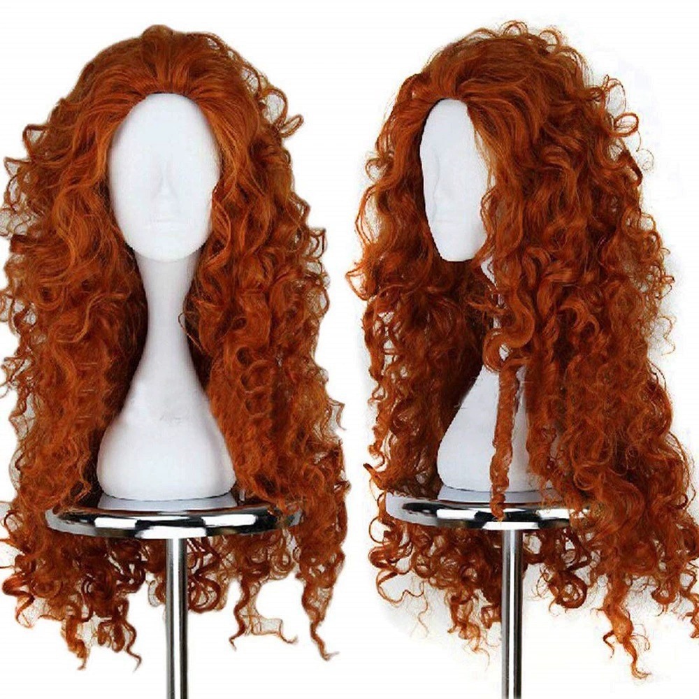 Anime Cosplay Orange Hair - Uzun Turuncu Kıvırcık Saç Cosplay Cadılar