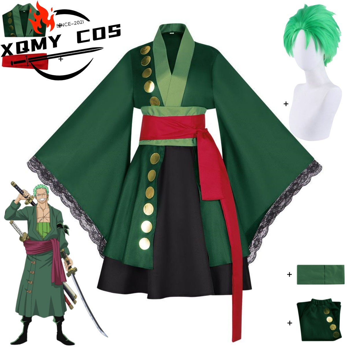 XqAnime Roronoa Zoro Cosplay K - Anime Zoro Cosplay Female incelemesi ve fiyatı